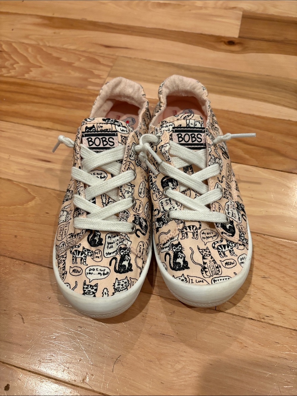 Skechers BOBS Pink Cat-Print Women’s Sneakers